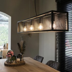 Inteligentné priemyselné závesné svietidlo čierne vrátane 4 WiFi A60 - Cage Wire