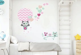 Milá dekoračná nálepka v pastelových farbách zaľúbená sova 60 x 120 cm