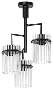 Luster na tyči 3xE27/60W/230V čierna/číra