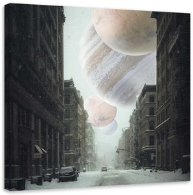 Gario Obraz na plátne Zimné kozmické mesto - Zehem Chong Rozmery: 30 x 30 cm