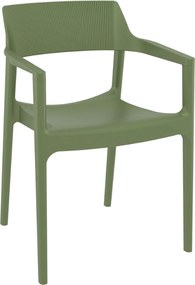 TULUM záhradná stolička s podrúčkami olive green