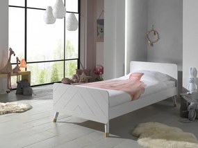 Detská jednolôžková postel z masívu a MDF biela 90x200cm
