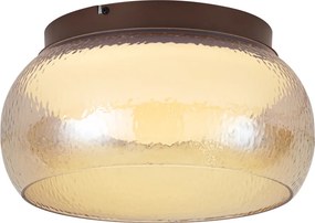 Stropná lampa v štýle Art Deco hnedá s jantárovým sklom vrátane LED 3-stupňovo stmievateľná - Thimble