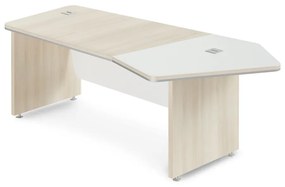Rohový stôl TopOffice Premium 227,1 x 109,6 cm, pravý, agát svetlý / biela