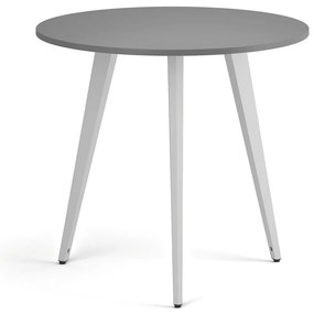 Konferenčný stôl PRIMO VIBE, priemer 80 cm, biela podnož, grafit