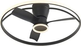 Stropný ventilátor čierny vrátane LED s diaľkovým ovládaním - Steer