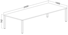 Konferenčný stôl ProOffice 100 x 240 x 74,2 cm, biela