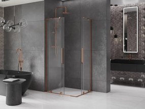 Mexen Velar L Duo, sprchový kút s posuvnými dverami 100 x 90 cm, 8mm číre sklo, ružové zlato, 871-100-090-02-03-60
