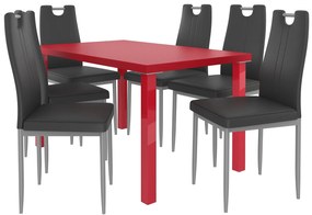 Jedálenský set 1 + 6 Belini červený / čierne Roberto ROB/0/ZES/R/6B