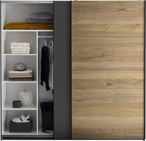 Šatníková skriňa Melton, 215 cm, grafit/dub mauvella