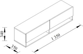 Závesná TV skrinka Asko Living, 135 cm, béžová kašmír