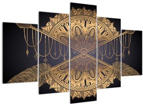 Obraz - Zlatá mandala s šípmi (150x105 cm)