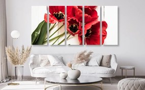 5-dielny obraz rozkvitnuté červené tulipány - 200x100