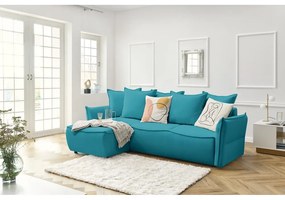 Tyrkysovomodrá rozkladacia rohová pohovka (ľavý roh) Leon – Bobochic Paris