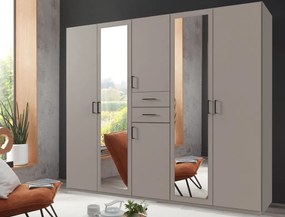 Šatníková skriňa so zrkadlami Düsseldorf, 225 cm, šedá sahara