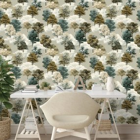 Samolepiaca tapeta akvarelové stromy v zemitých tónoch