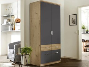 Šatníková skriňa Bremen, 91 cm, dub artisan/tmavo šedá