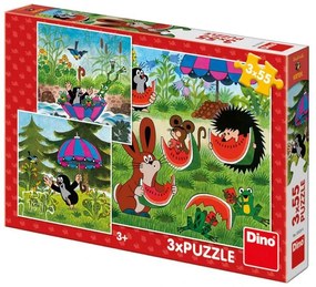 Dino Krtek a paraplíčko 3 x 55 dielov