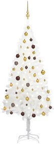 Umelý vianočný stromček s LED a súpravou gulí biely 180 cm 3077548