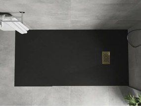 Mexen Hugo, obdĺžniková sprchová vanička SMC 180 x 80 cm, čierna, zlatá krytka, 42708018-G