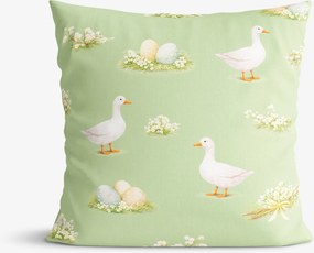 Goldea veľkonočná dekoračná obliečka na vankúš - husy a kraslice 45 x 45 cm