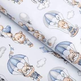 Biante Detský bavlnený štvorcový obrus Sandra SA-469 Zvieratká s padákmi na svetlo modrom 100x100 cm