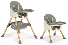 Jedálenská stolička 2v1 POPPY EcoToys sivá