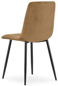 Set štyroch jedálenských stoličiek KARA zamatové, hnedé / čierne nohy (4 ks)
