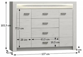Komoda Inneas 07 (jaseň biely). Vlastná spoľahlivá doprava až k Vám domov. 788429