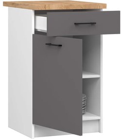 Spodná kuchynská skrinka s doskou OLIWIA S50 SZ1 biela / grafitová / sivá