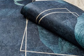 Dywany Łuszczów, Kusový koberec ANDRE Leaves 1170, 80x150, modrá, chodba / predsieň