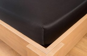 Saténové prestieradlo s gumou čierne 80x200 cm
