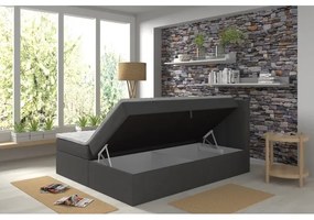 Čalúnená posteľ EMBER 160x200 cm s matracmi, topperom a úložným priestorom, antracit