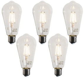 Sada 5 LED filamentových žiaroviek E27 ST64 čírych 4W 470 lm 2700K