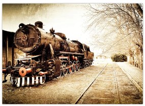 Sklenený obraz - Historická lokomotíva (70x50 cm)