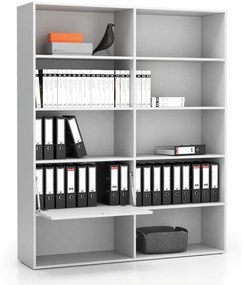 Široký kancelársky policový regál LAYERS, 1 box, 1582 x 400 x 1905, biela