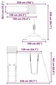 Vonkajšia súprava na hranie masívna borovica