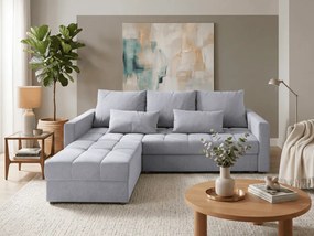 Svetlo sivá rozkladacia rohová pohovka ZENOVA 220x140 cm, obojstranná