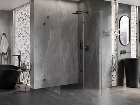 Mexen Lunar, pravostranný výklopný sprchový kút 75 x 90 cm, 8mm číre sklo, grafitový profil, 834-075-090-95-00-P