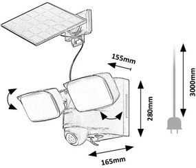 Rabalux 77091 - LED solárne nástenné svietidlo LESZNO 2xLED/5W/3,7V IP54 čierne