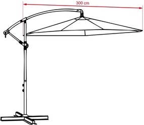 Veľký polohovateľný slnečník AVENBERG SUNNY 300, priemer 3M, Béžová-smotanová