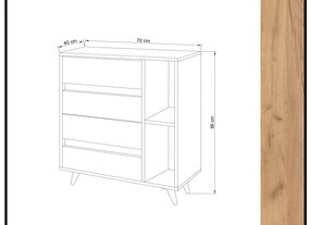 Dizajnová komoda Caelia 70 cm vzor dub
