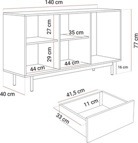 KOMODA CELESTINO 2D3S DUB + KAŠMÍR 140 cm