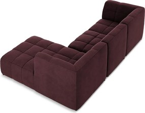 Vínovočervená zamatová rohová pohovka (pravý roh/s leňoškou) Aloha – Makamii