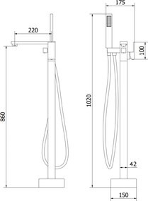 Mexen Urano voľnostojaca vaňová batéria, chrómová, 75233-00