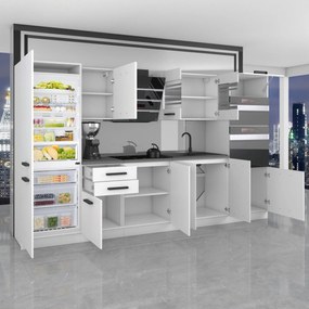 Kuchynská linka Belini Premium Full Version 300 cm šedý mat s pracovnou doskou MILA