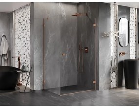 Mexen Lunar-B, pravostranný výklopný sprchový kút 95 x 80 cm, 8mm číre sklo, profil medená matná, 832-095-080-65-00-P