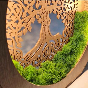 Stolová lampa Strom života s machom | ZIVENA: HDF - Orech 20 cm 4785-115180 LED0610-20-WALNUT