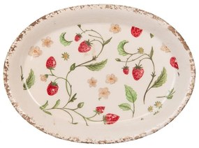 Keramický oválny podnos s jahôdkami Wild Strawberries - 25*18*3cm