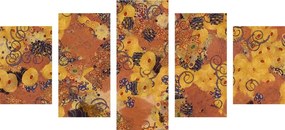 5-dielny obraz abstrakcia inšpirovaná G. Klimtom - 100x50